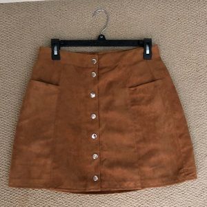 Forever 21 Faux Suede Button Up Mini Skirt NEW